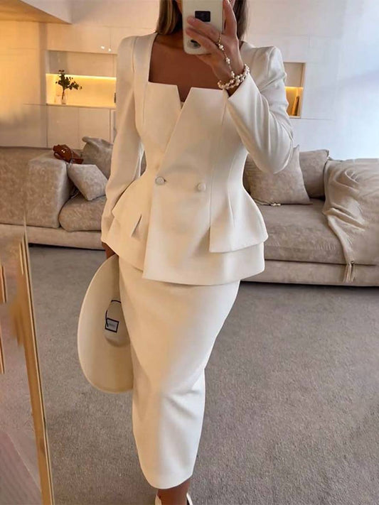 Conjunto Dos Piezas Con Blazer y Falda Para Adultos | Ideal Para Uso Profesional