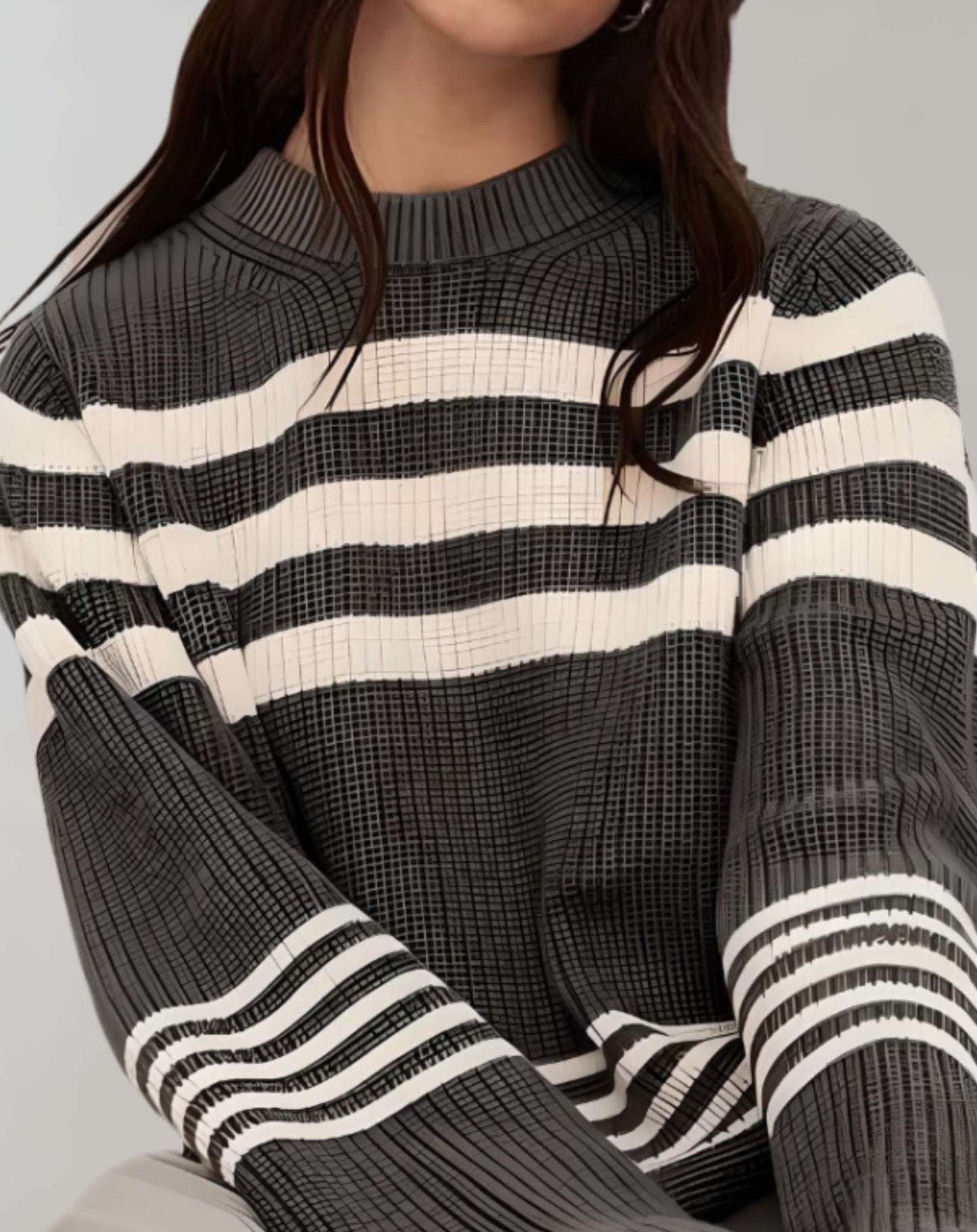 Sweater Con Ajuste Amplio Y Cuello Redondo Para Mujer | Ideal Para Primavera, Otoño E Invierno