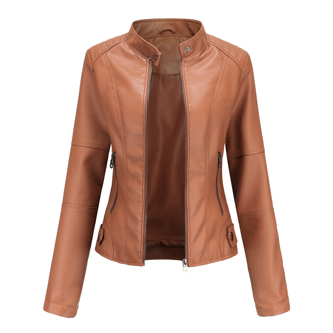 Chaqueta Corta con Cremallera Frontal y Cuello con Broches para Mujer | Ideal para la Media Estación