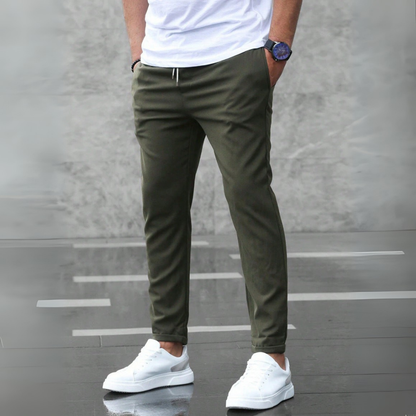 Pantalón Con Corte Ajustado Y Cintura Elástica Con Cordón Para Hombre | Ideal Para Uso Profesional E Informal