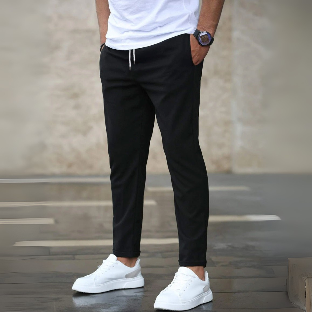Pantalón Con Corte Ajustado Y Cintura Elástica Con Cordón Para Hombre | Ideal Para Uso Profesional E Informal