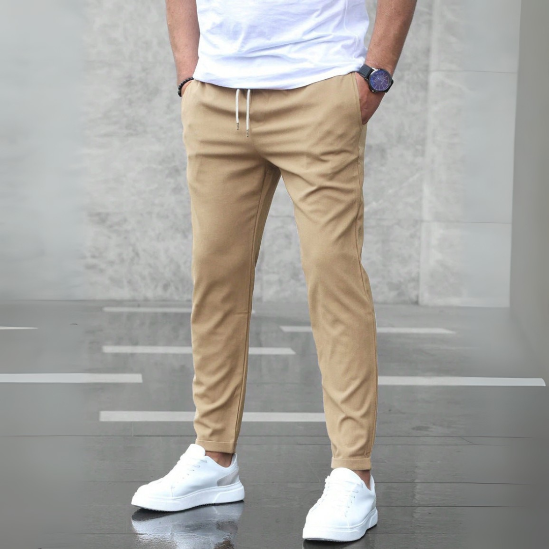 Pantalón Con Corte Ajustado Y Cintura Elástica Con Cordón Para Hombre | Ideal Para Uso Profesional E Informal