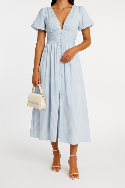 Vestido Largo Con Cierre Abotonado Frontal Para Mujer | Ideal Para Uso Diario Y Ocasiones Formales