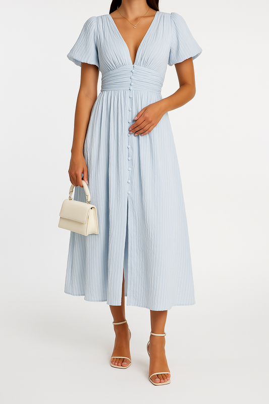 Vestido Largo Con Cierre Abotonado Frontal Para Mujer | Ideal Para Uso Diario Y Ocasiones Formales
