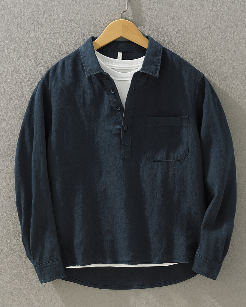 Camisa de Manga Larga con Cierre Parcial de Botones para Hombre | Ideal para Uso Diario