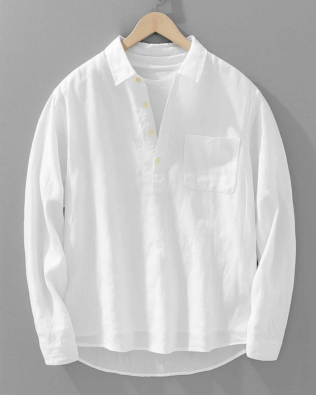 Camisa de Manga Larga con Cierre Parcial de Botones para Hombre | Ideal para Uso Diario