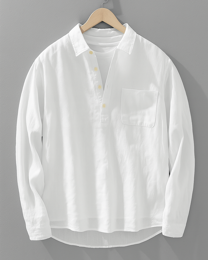 Camisa de Manga Larga con Cierre Parcial de Botones para Hombre | Ideal para Uso Diario