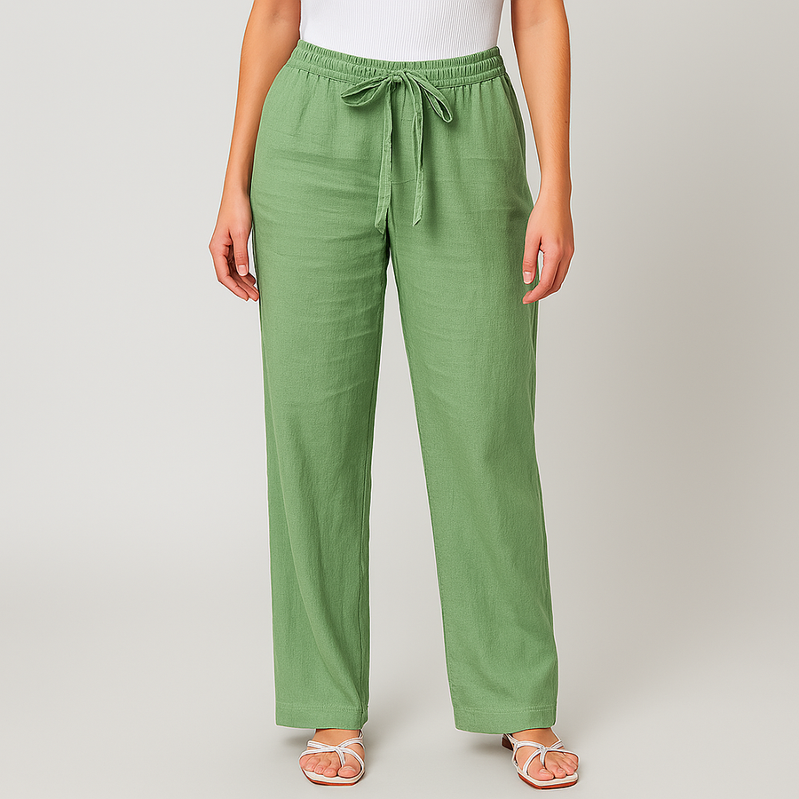 Pantalón De Corte Amplio Con Cintura Elástica Y Bolsillos Laterales Para Mujer | Ideal Para Uso Diario