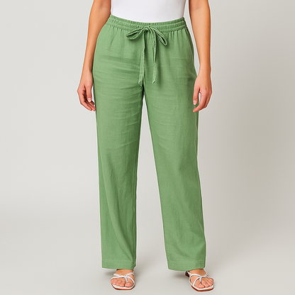Pantalón De Corte Amplio Con Cintura Elástica Y Bolsillos Laterales Para Mujer | Ideal Para Uso Diario