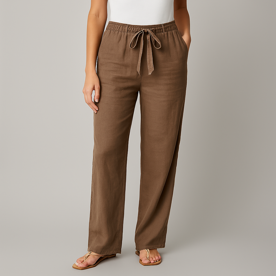 Pantalón De Corte Amplio Con Cintura Elástica Y Bolsillos Laterales Para Mujer | Ideal Para Uso Diario