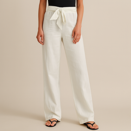 Pantalón De Corte Amplio Con Cintura Elástica Y Bolsillos Laterales Para Mujer | Ideal Para Uso Diario