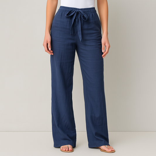 Pantalón De Corte Amplio Con Cintura Elástica Y Bolsillos Laterales Para Mujer | Ideal Para Uso Diario