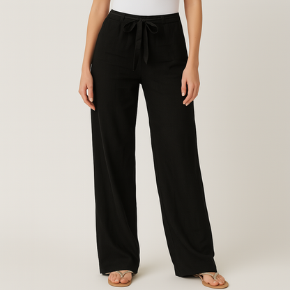 Pantalón De Corte Amplio Con Cintura Elástica Y Bolsillos Laterales Para Mujer | Ideal Para Uso Diario