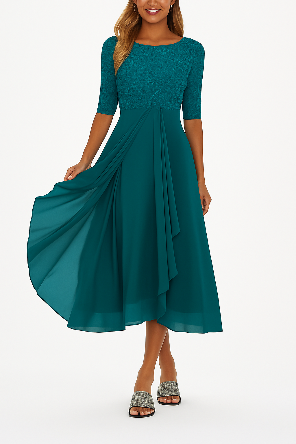 Vestido Midi Con Diseño Cruzado Tipo Cache-cœur Para Mujer | Ideal Para Eventos En Clima Cálido Y Salidas Sociales