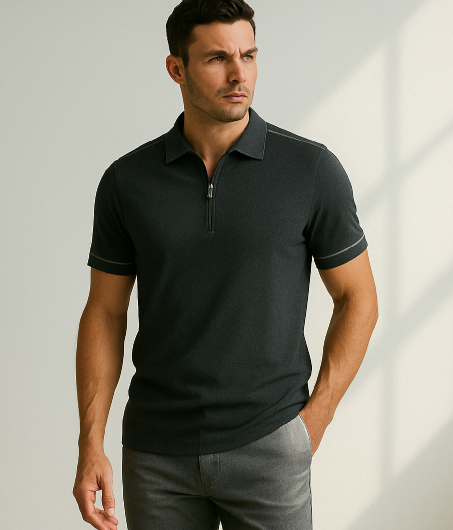 Camisa de Hombre con Cremallera Frontal para Uso Diario | Ideal para Entornos Informales o Semi-Formales