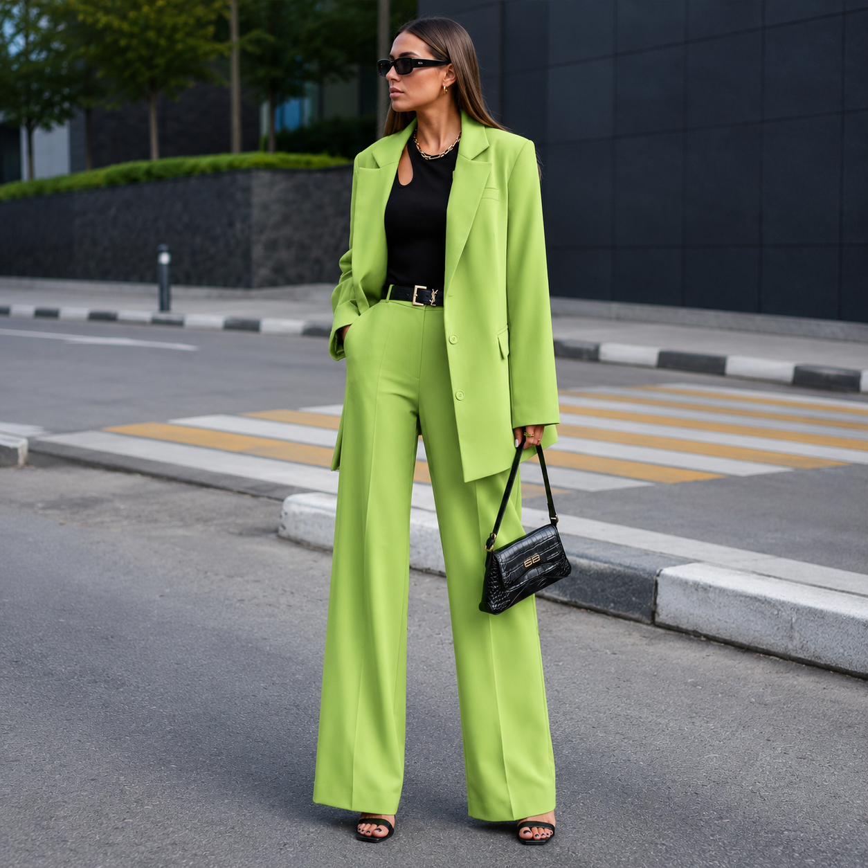 Conjunto De Dos Piezas Con Blazer De Manga Larga Y Pantalón Recto Para Adultos | Ideal Para Trabajo Y Eventos Formales