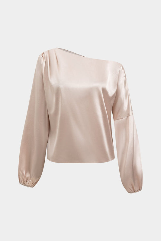 Blusa Asimétrica De Un Hombro Con Mangas Amplias Para Mujer | Ideal Para Eventos Y Uso Diario