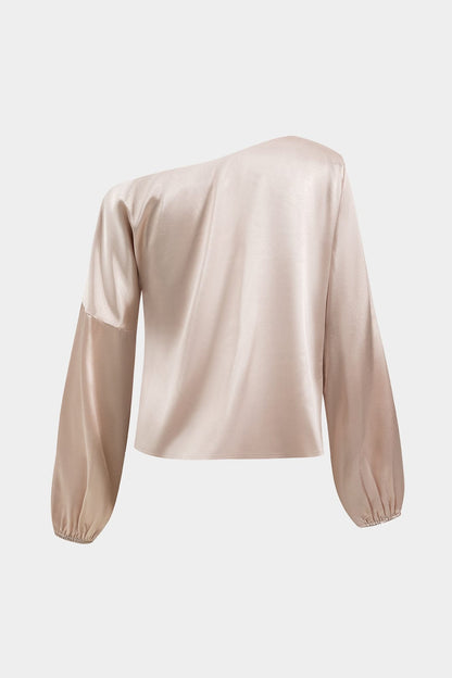 Blusa Asimétrica De Un Hombro Con Mangas Amplias Para Mujer | Ideal Para Eventos Y Uso Diario