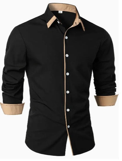 Camisa de Manga Larga con Detalles Contrastados para Hombres | Ideal para Uso Diario