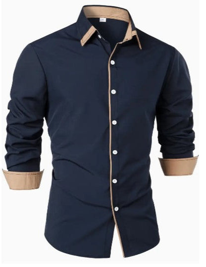 Camisa de Manga Larga con Detalles Contrastados para Hombres | Ideal para Uso Diario