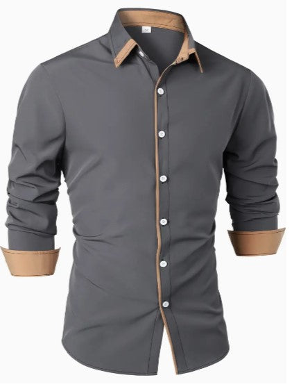 Camisa de Manga Larga con Detalles Contrastados para Hombres | Ideal para Uso Diario