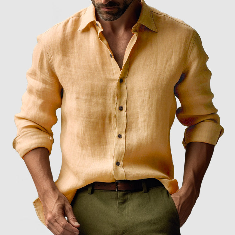 Camisa de Manga Larga con Cuello Clásico para Hombres | Ideal para Verano