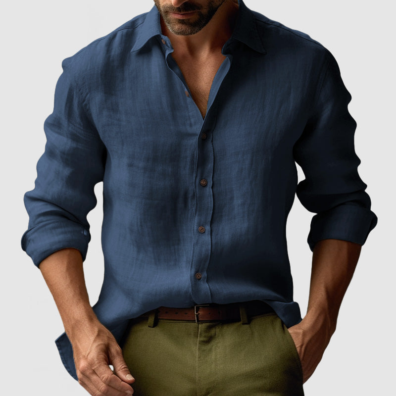 Camisa de Manga Larga con Cuello Clásico para Hombres | Ideal para Verano
