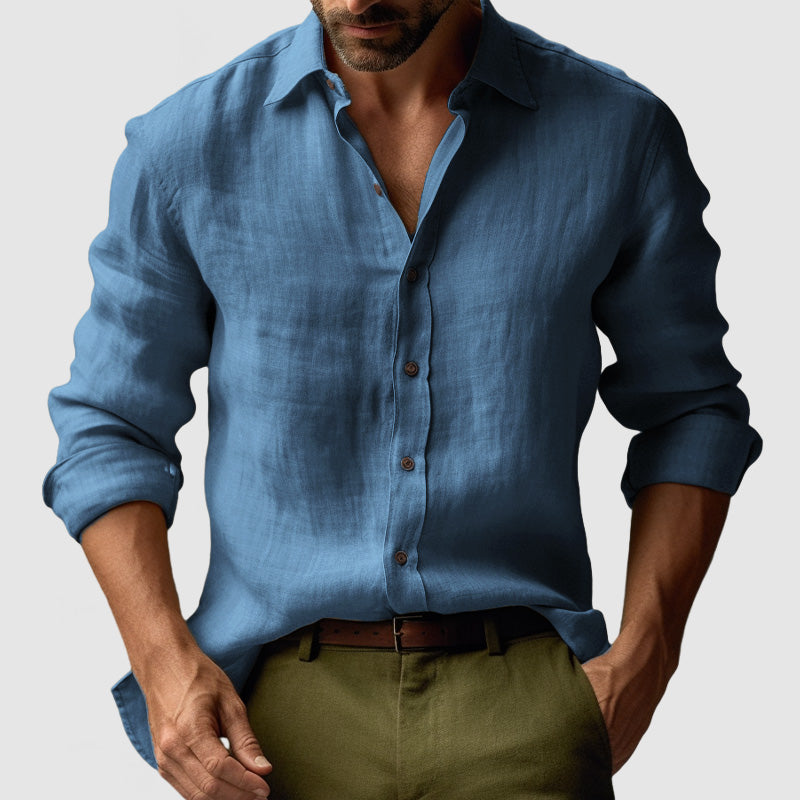 Camisa de Manga Larga con Cuello Clásico para Hombres | Ideal para Verano
