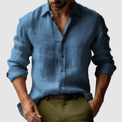 Camisa de Manga Larga con Cuello Clásico para Hombres | Ideal para Verano