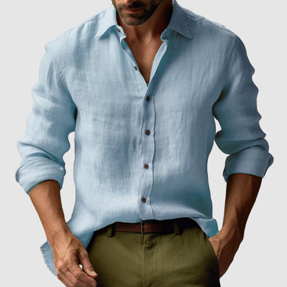 Camisa de Manga Larga con Cuello Clásico para Hombres | Ideal para Verano