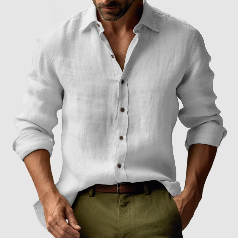 Camisa de Manga Larga con Cuello Clásico para Hombres | Ideal para Verano