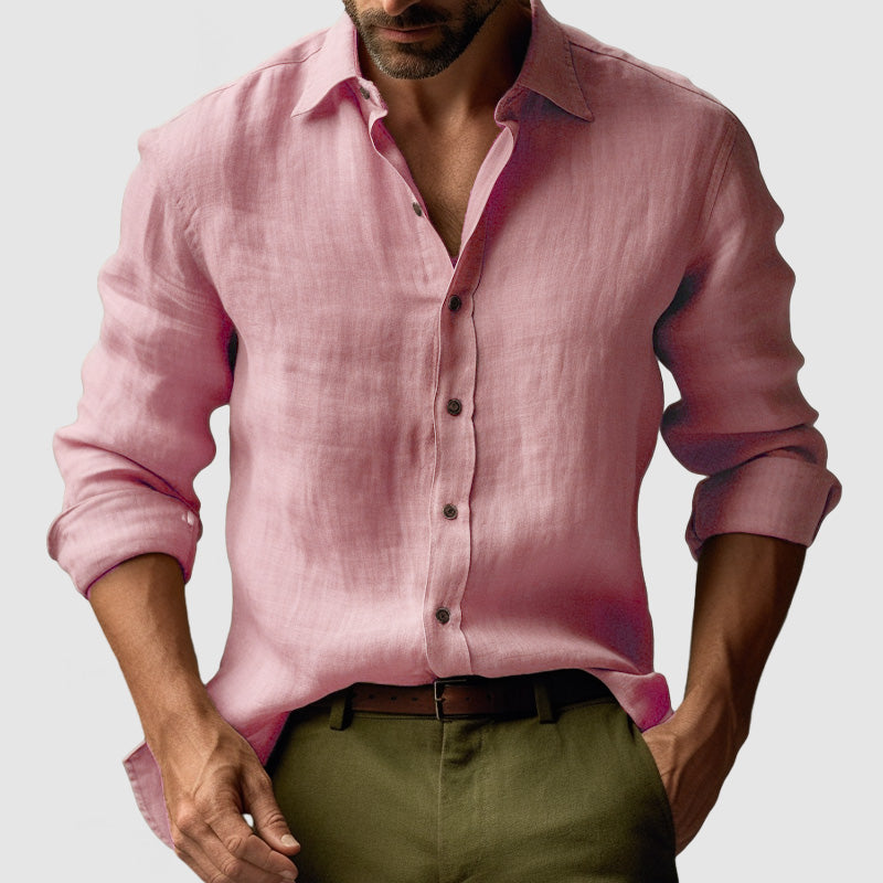Camisa de Manga Larga con Cuello Clásico para Hombres | Ideal para Verano