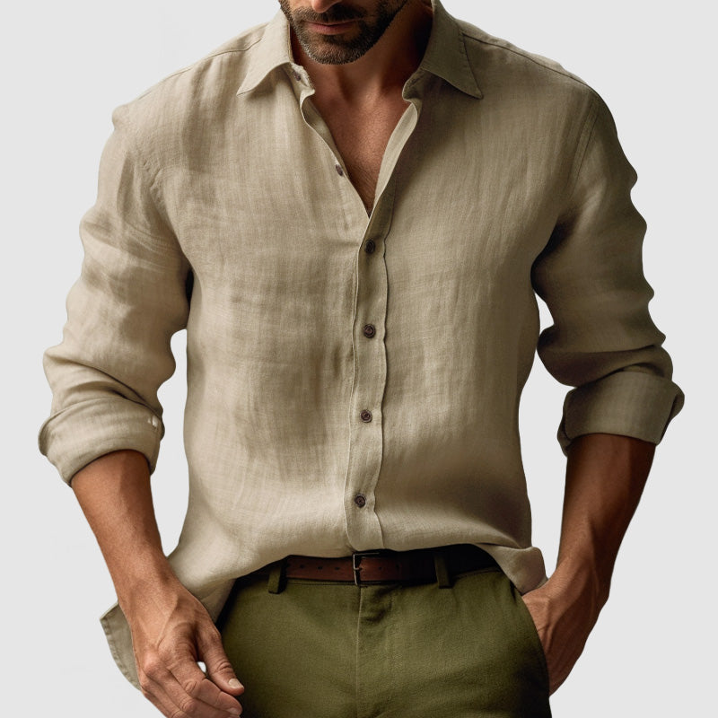 Camisa de Manga Larga con Cuello Clásico para Hombres | Ideal para Verano