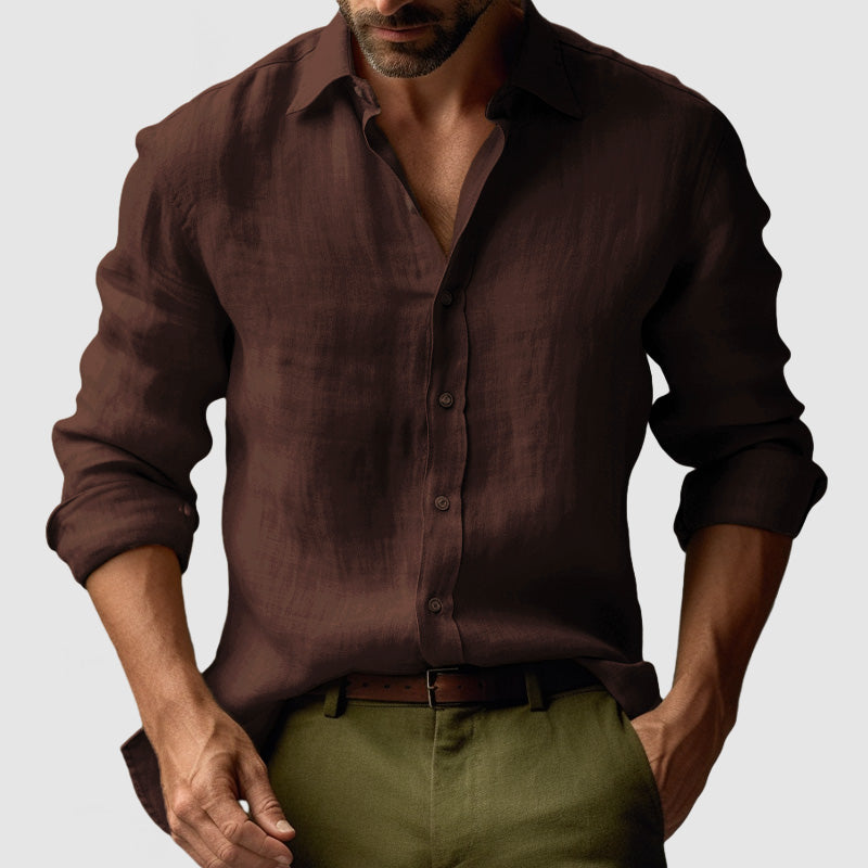 Camisa de Manga Larga con Cuello Clásico para Hombres | Ideal para Verano