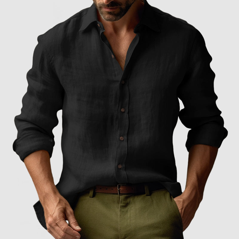 Camisa de Manga Larga con Cuello Clásico para Hombres | Ideal para Verano