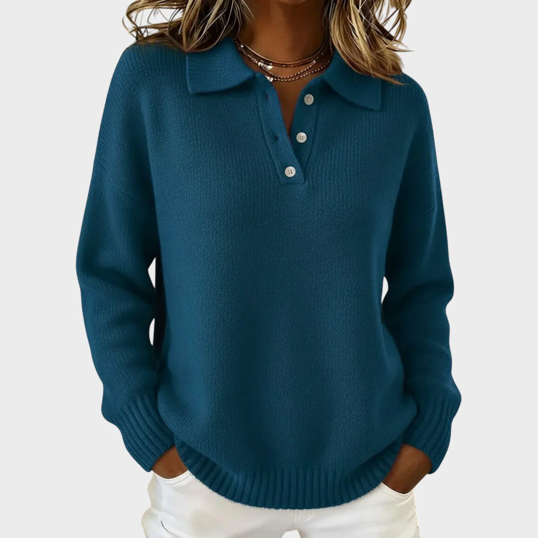 Jersey De Corte Ligeramente Amplio Con Cuello Polo Para Mujer | Ideal Para Uso Diario Y Actividades Informales