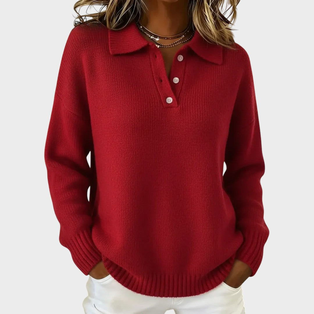 Jersey De Corte Ligeramente Amplio Con Cuello Polo Para Mujer | Ideal Para Uso Diario Y Actividades Informales