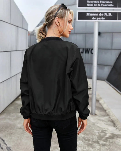 Chaqueta De Manga Larga Con Cremallera Frontal Para Mujer | Ideal Para Uso Diario