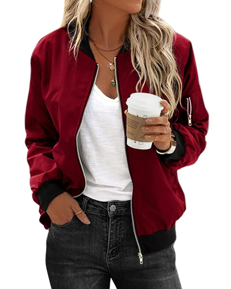 Chaqueta De Manga Larga Con Cremallera Frontal Para Mujer | Ideal Para Uso Diario