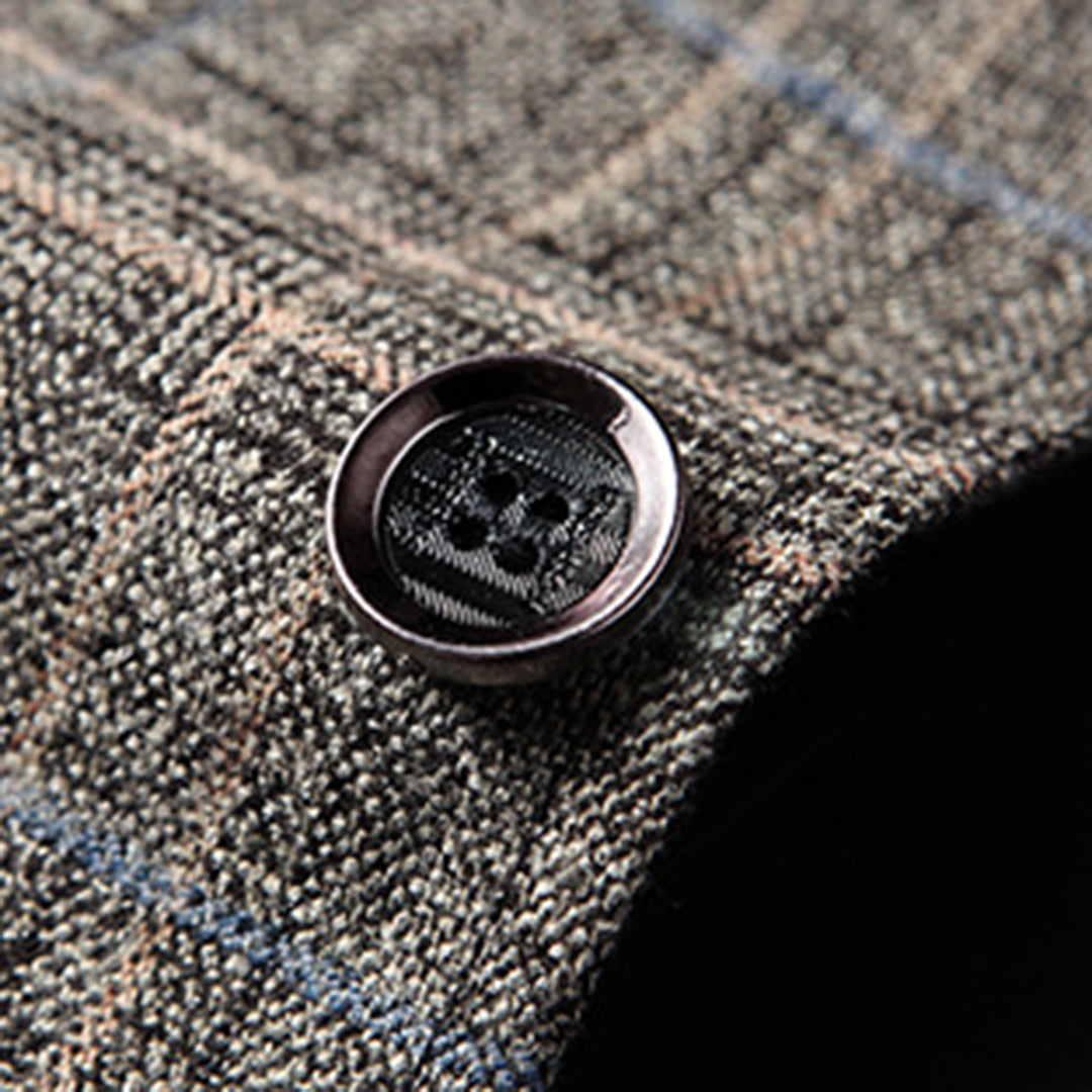 Blazer con Estampado a Cuadros y Cierre de Botones para Hombre | Ideal para Uso Diario y Eventos