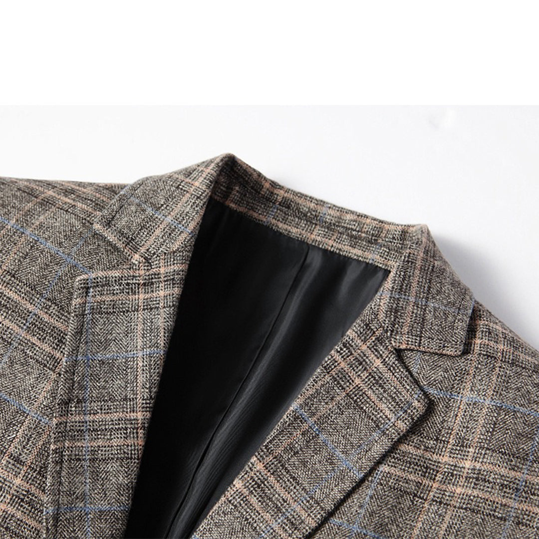 Blazer con Estampado a Cuadros y Cierre de Botones para Hombre | Ideal para Uso Diario y Eventos