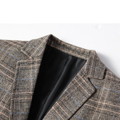 Blazer con Estampado a Cuadros y Cierre de Botones para Hombre | Ideal para Uso Diario y Eventos