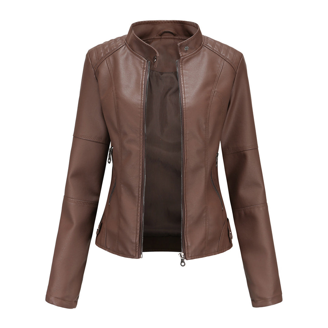 Chaqueta Corta con Cremallera Frontal y Cuello con Broches para Mujer | Ideal para la Media Estación