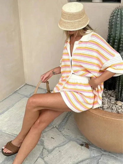Conjunto de Chaqueta Abotonada con Short Coordinado para Mujer | Ideal para Uso Diario y Salidas Informales
