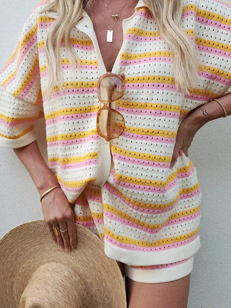Conjunto de Chaqueta Abotonada con Short Coordinado para Mujer | Ideal para Uso Diario y Salidas Informales