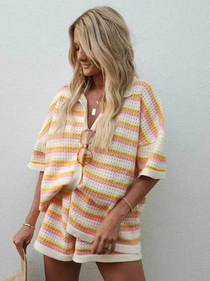 Conjunto de Chaqueta Abotonada con Short Coordinado para Mujer | Ideal para Uso Diario y Salidas Informales