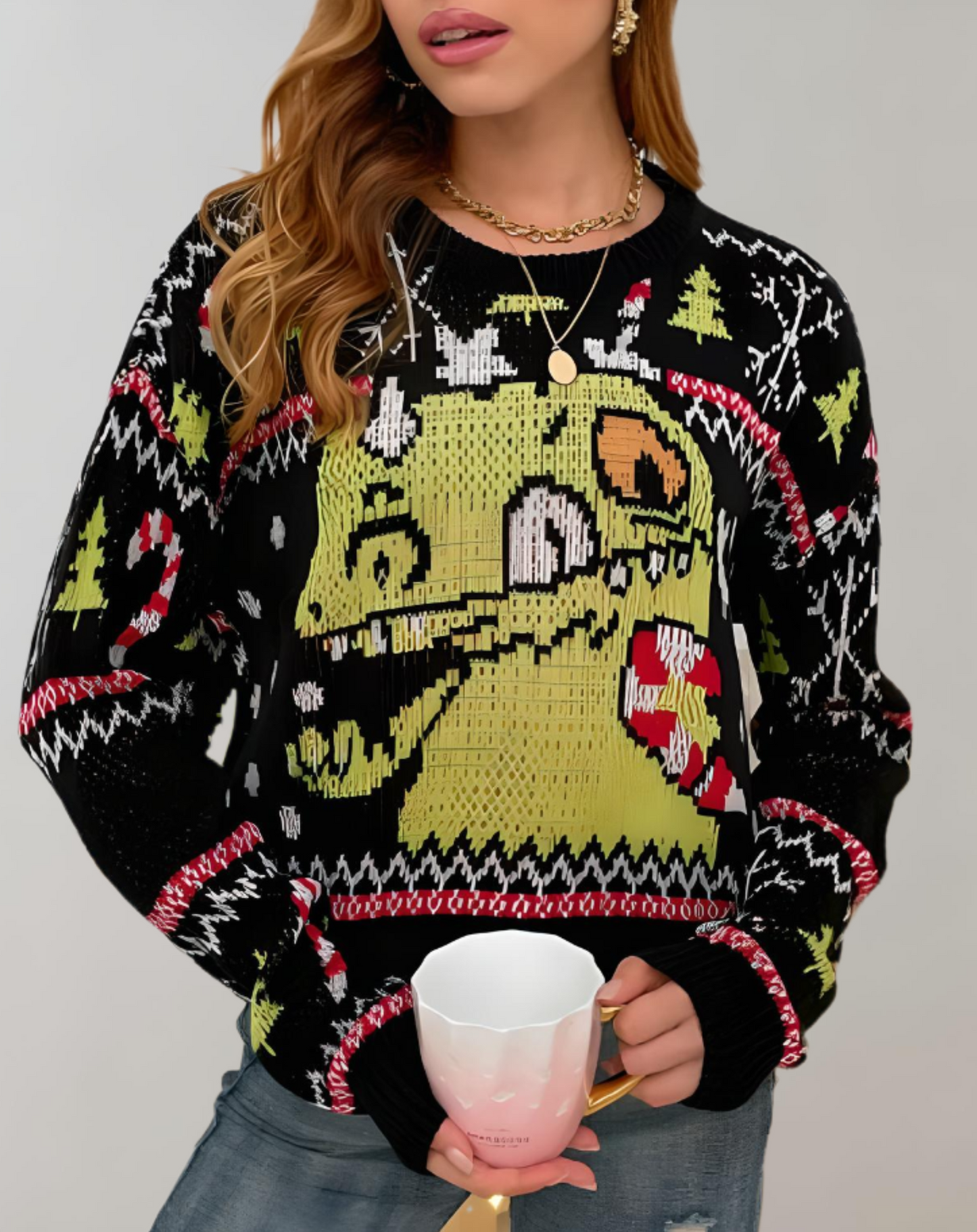 Sweater Negro Con Cuello Redondo Y Diseño Liso Para Mujer | Ideal Para Primavera, Otoño E Invierno
