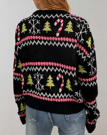 Sweater Negro Con Cuello Redondo Y Diseño Liso Para Mujer | Ideal Para Primavera, Otoño E Invierno