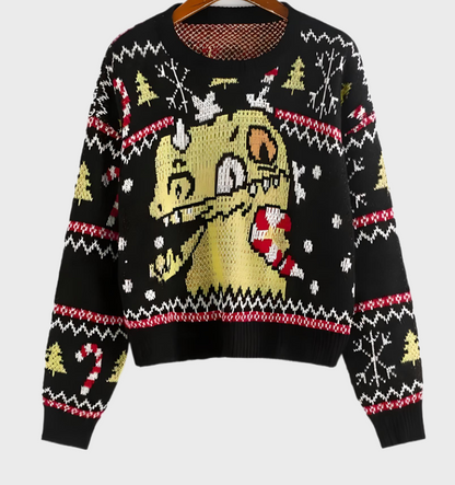 Sweater Negro Con Cuello Redondo Y Diseño Liso Para Mujer | Ideal Para Primavera, Otoño E Invierno