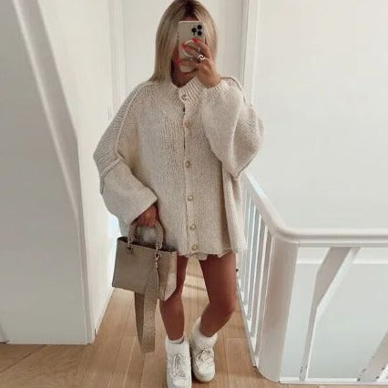 Jersey Con Patrón De Punto Y Mangas Holgadas Para Mujer | Ideal Para Invierno
